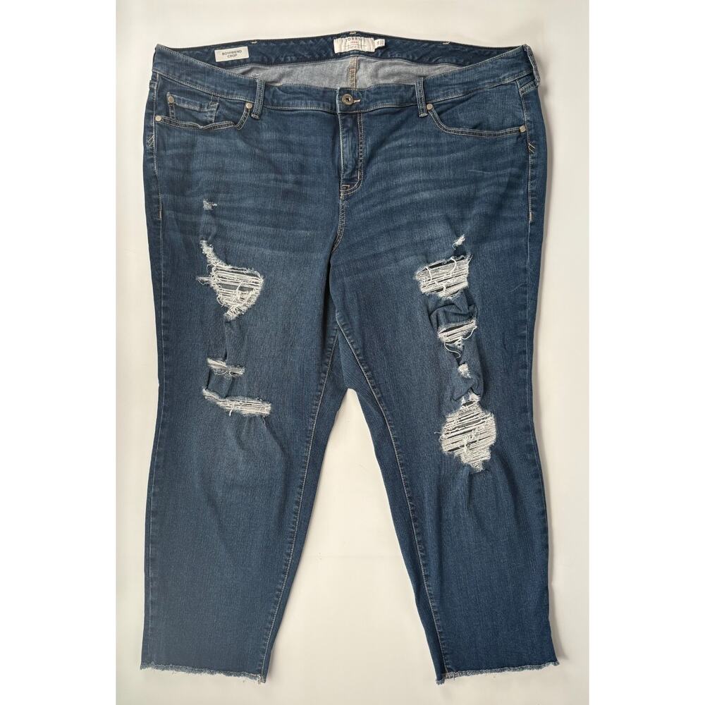 Torrid Crop Boyfriend Stretch Denim Womens Plus 26 High Rise Jeans Raw Hem 48x26